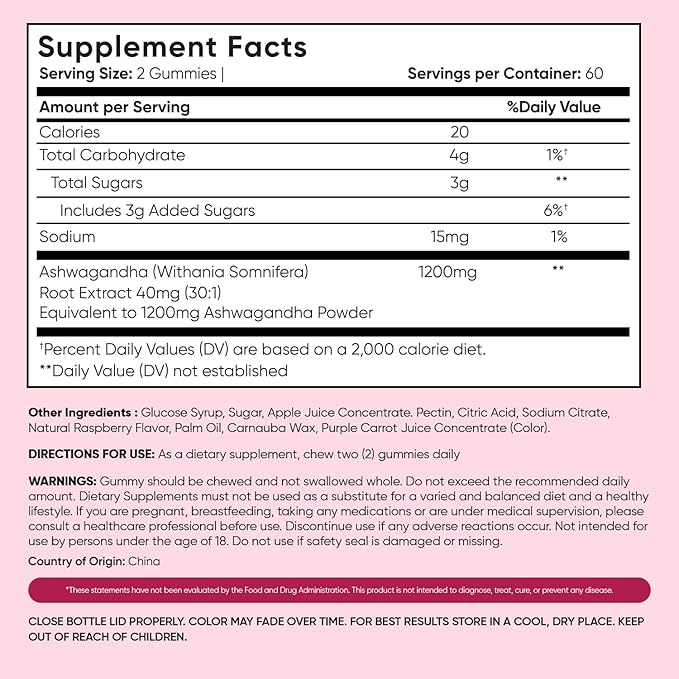 WeightWorld Ashwagandha Gummies for Stress Relief, Healthy Sleep & Energy Booster | 120 Count (2-Month Supply) | Vegan Ashwagandha Supplements Gummies | Natural Raspberry-Flavor, Non-GMO, Gluten-Free
