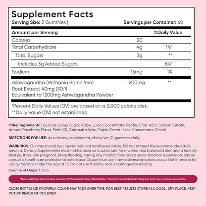 WeightWorld Ashwagandha Gummies for Stress Relief, Healthy Sleep & Energy Booster | 120 Count (2-Month Supply) | Vegan Ashwagandha Supplements Gummies | Natural Raspberry-Flavor, Non-GMO, Gluten-Free