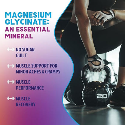 Magnesium Glycinate Gummies - Sugar Free - 100% Chelated Magnesium Gummy Supplement for Max Absorption - for Sleep Support & Heart, Muscle & Bone Health - Gentle on Stomach, Grape Flavor - 60 Gummies