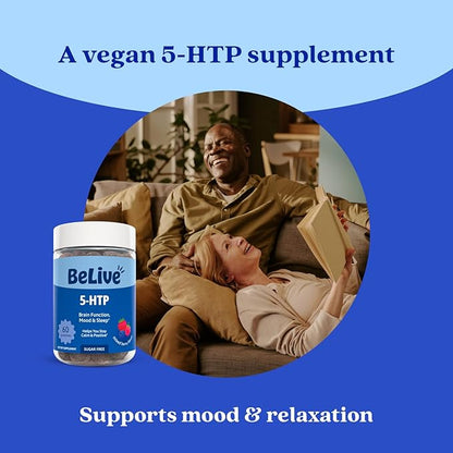BeLive 5-HTP Gummies – 2 Pack - 120 Ct I 5HTP Calming Gummies for Heightened Focus, Relaxation & Rest for Adults | Vegan - Mixed Berries Flavor