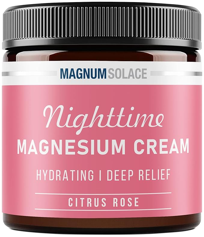Magnum Solace Magnesium Lotion – Nighttime Magnesium Cream – Apply to Leg Muscles, Arms or Chest - Topical Magnesium Chloride – USA Made and Safe for Kids (Citrus Rose) 4 Fl Oz (Pack of 1)