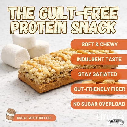 Protein Crispy Rice Treats, 15g Protein, 3g-7g Net Carbs, Low Carb, Fluffy, Soft, Chewy, Gluten Free, High Fiber, Keto-Friendly, No Aftertaste (Fluffy Peanut Butter, 3 Pack)