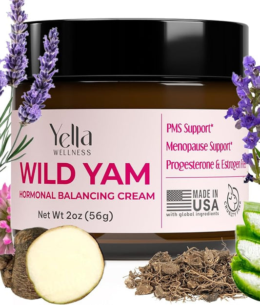 Wild Yam Cream for Hormone Balance – Progesterone Cream Alternative for PMS & Menopause Relief – Made with Organic Hormone Balancing Extracts - 2oz