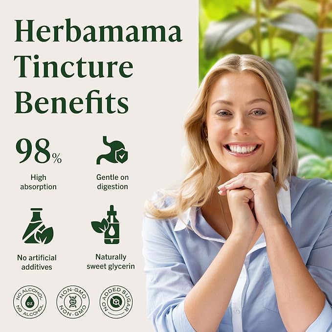 HERBAMAMA Liver Detox Liquid Drops - Vegan Liver Support with Milk Thistle, Dandelion Root, Chanca Piedra & Turmeric Tincture - Non-GMO, Alcohol & Sugar-Free Supplement - 84-Day Supply