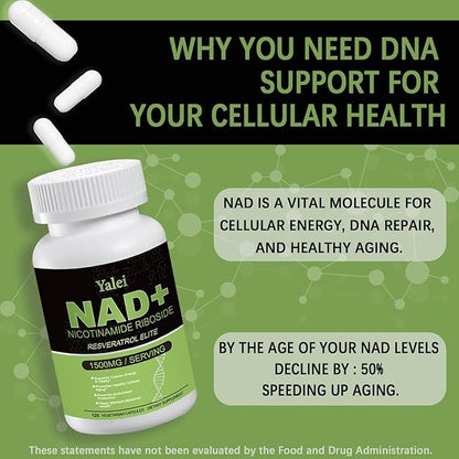 NAD Resveratrol Supplement 1500mg,120 Veggie Capsules | Liposomal NAD Plus Boosting | Support Cellular Health, Stamina & Healthy Aging for Women & Men | Non-GMO