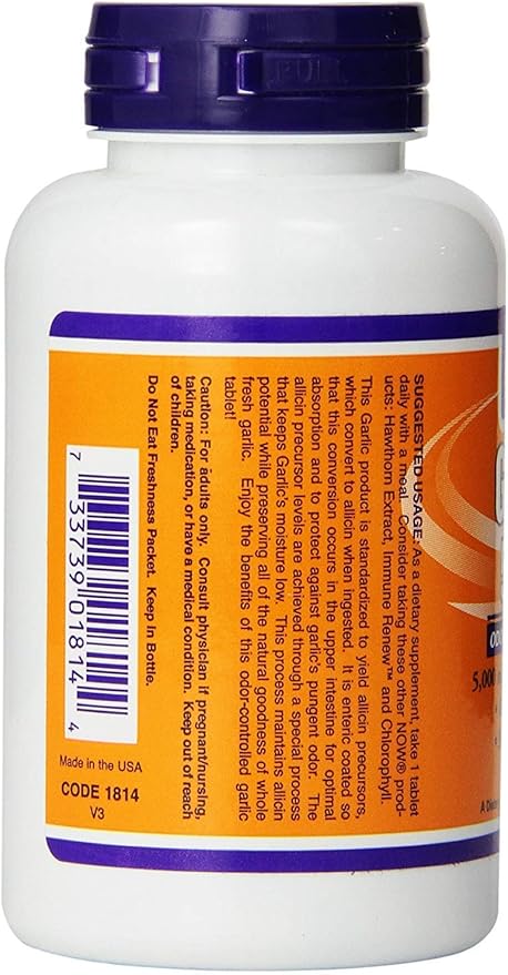 NOW Foods by Now Garlic 5000 Ordor Controlled 90 Tablets