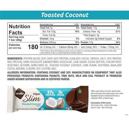 NuGo Slim 12ct Variety 16-17g Protein, 3g Sugar, High Fiber, Low Net Carb, Keto Friendly, Gluten Free