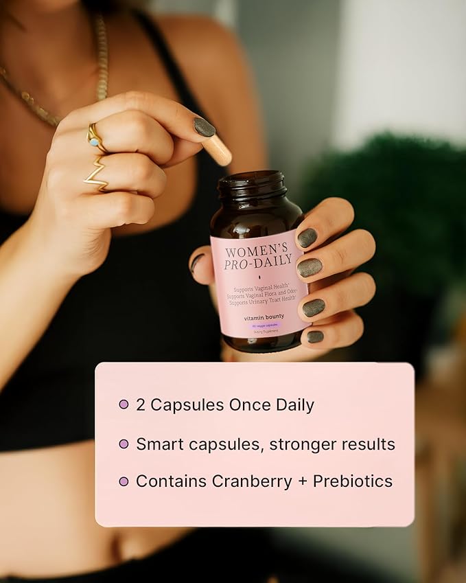 Vitamin Bounty Women's Pro-Daily Vaginal Probiotics - 10 Billion CFU, 5 Strains with Cranberry for Female Vaginal Health - Probiotics for Women pH Balance - Digestive & Urinary Support - 60 Capsules