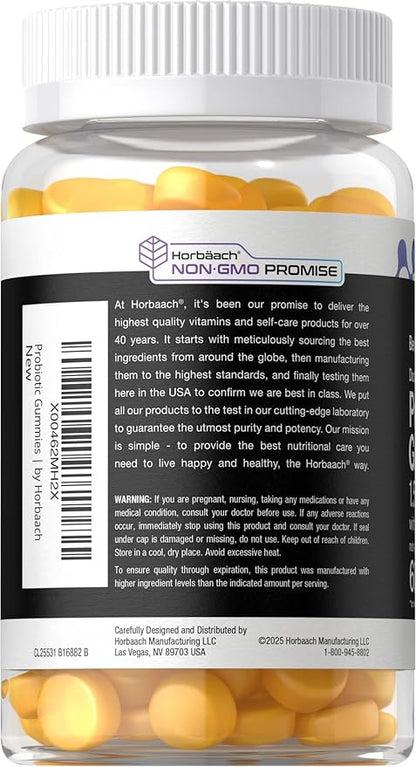 Horbäach Probiotic Gummies 1.5 Billion CFU | 60 Count | with Prebiotic for Women and Men | Tropical Flavor | Doctor Formulated | Vegan, Non-GMO & Gluten Free | Berkshire Labs