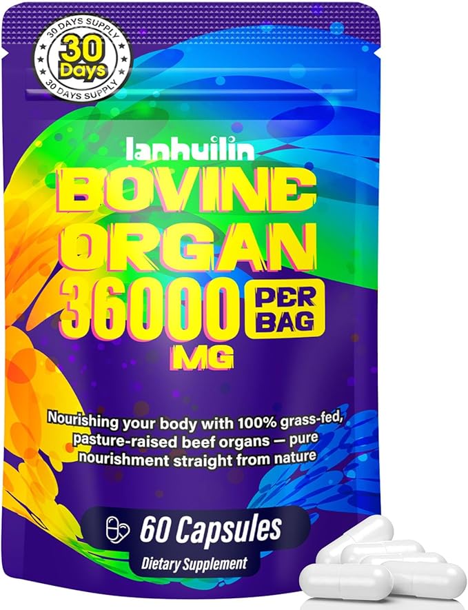Beef Organ Supplement for Women - 100% Grass Fed Beef Organs with Bovine Liver, Ovary, Uterus, Kidney, Heart & Fallopian Tubes - PMS, Menopause & Energy, Immune & Mood Support, 60 Count