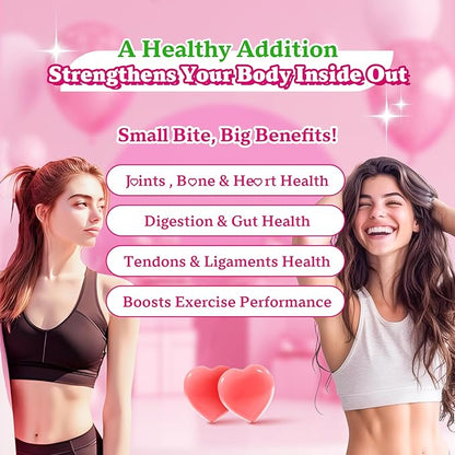 Collagen Peptides Gummies, Collagen Gummies for Women & Men, Type I,II,III,V,X Protein with Biotin, Hyaluronic Acid, Vitamin C for Healthy Skin | Strawberry Flavored, Sugar Free, 120 Cts