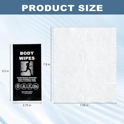 Body Wipes for Women and Men Individually Wrapped Face and Body Wipes, Bath Wipes for Adults No Rinse Personal Cleansing Wipes Travel, Bulk Deodorant for Homeless Shower Wipes for Camping Hiking (50)