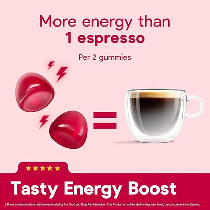 Energy Bytes Daily Energy Gummies – Fast Acting Energy Chews with Caffeine & Vitamins B3 B6 B12 A & D – Stay Focused and Energised Through Your Day – 60 Bytes