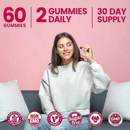 (2 Pack) Sugar Free Premium Feminine Balance Gummies for Women - Vaginal Health, Antioxidant, Digestive Health, PH Balance Support, Vaginal Probiotics for Women Gummies, Max Absorption