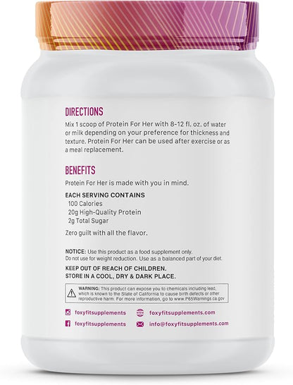 FoxyFit Protein for Her, Vanilla Cupcake Whey Protein Powder with CLA and Biotin for a Healthy Glow (1.85 lbs)