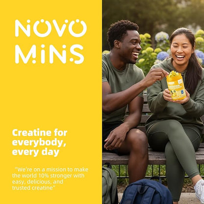 novomins Creatine Monohydrate Gummies for Men & Women, Chewables Creatine Monohydrate for Muscle Strength, Muscle Builder, Energy Boost, Pre-Workout Supplement(90 Count)-Pineapple Flavor.
