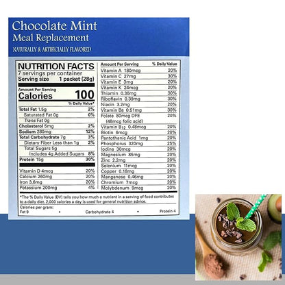 BestMed Weight Loss Chocolate Mint Pudding/Shake Mix - 7/Box | Gluten Free, KETO Friendly, Low Calorie, Low Carb, Vitamin Fortified, Meal Replacement