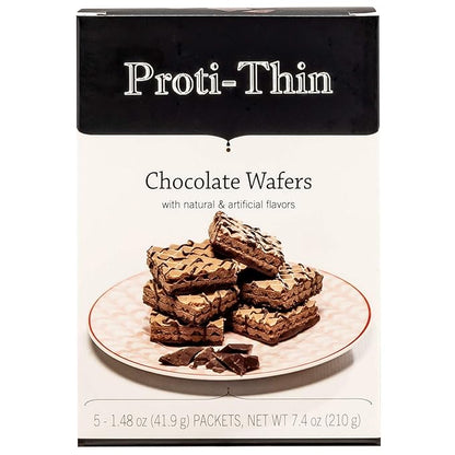 Proti-Thin High Protein Chocolate Wafer Squares, 15g Protein, Low Calorie, Low Sugar, Aspartame Free, Diet Wafer Bars, Healthy Snack, 2 Wafers per Serving, 5 Count Box