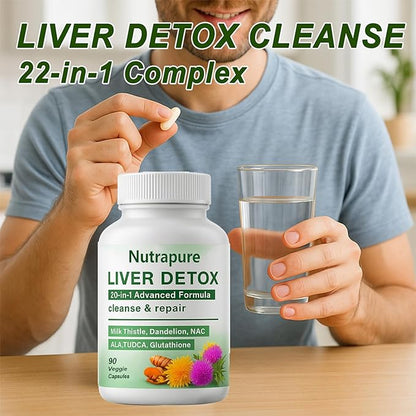 Liver Detox Capsules - 20-in-1 Herbal Formula with Milk Thistle, Dandelion, Turmeric & Artichoke Leaf for Liver Support and Digestive Balance – Non-GMO, Gluten-Free (1)