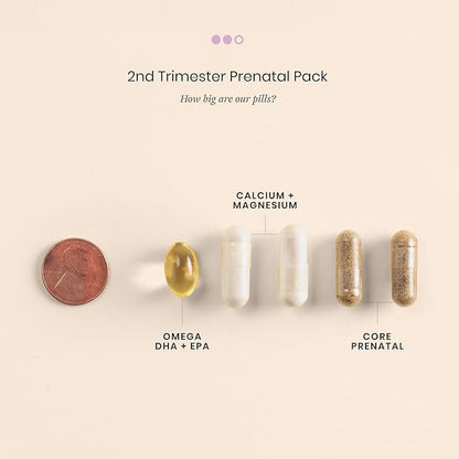 Perelel 2nd Trimester Prenatal Pack, Multivitamin with Magnesium, Omega 3, Iron & Calcium, Nutritional Support for Second Trimester Wellness, Soy & Gluten Free, Non GMO, 30 Daily Pill Packs