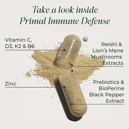 Primal Harvest Immune Defense 10-in-1 Supplement with Probiotics, Zinc, and Vitamins C, D3, K2, B6 Daily Immune Support for Adults
