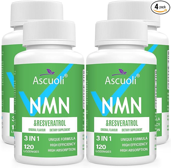 Sublingual NMN 500mg + Trans-Resveratrol 400mg, 3-in-1 Advanced Formula 99% Pure NMN Resveratrol Supplement for Boost* NAD, Cell, Immune, Energy & Muscle, Anti-Aging, 480 Lozenges (480 Days Supply)