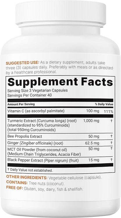 Micro Ingredients Pure Turmeric Curcumin Supplement 1,000mg – 95% Curcuminoids with Black Pepper & Ginger – High Absorption for Joint & Antioxidant Support* – Filler Free, 240 Veggie Capsules