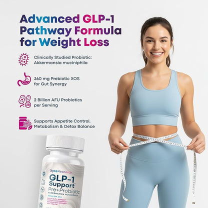GLP-1 Support Weight Loss Probiotic Supplement - Women Men Natural Appetite Suppressant Metabolism Booster Healthy Gut Support - GLP1 Support for Hunger Control Curb Cravings & Fat Burn