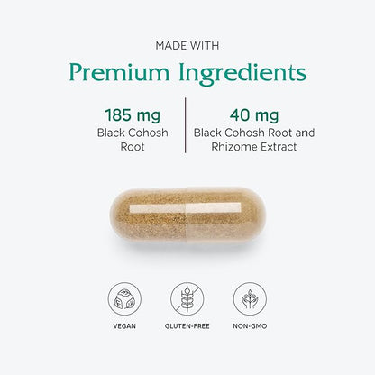 Vitanica Black Cohosh, Cimicifuga Extract Plus, Vegan, 60 Capsules