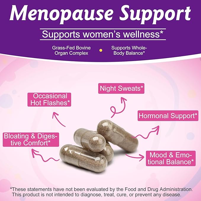 Beef Organ Supplement for Women, Natural Grass Fed Beef Liver Capsules, Hormone Balance for Women, for Support Balance Hormones, Energy, & More and Menstrual Cycle,Skin Care-60 Capsules