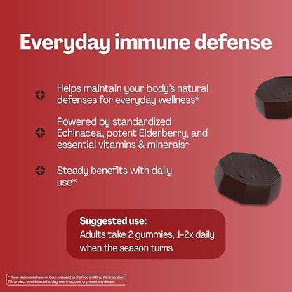 URVI® Immune Support Gummies 9-in-1 - Echinacea, Elderberry, Vitamin C, D3 K2, E, Niacin, Zinc & Selenium - Multivitamin, Antioxidants, Immunity Supplement - Vegetarian & Sugar Free - 60 Count