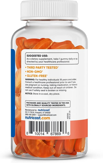 Nutricost Folic Acid (Vitamin B9) Vegetarian Gummies (120 Gummies, 1 mg Folic Acid Per Serving) - Supplement for Men & Women
