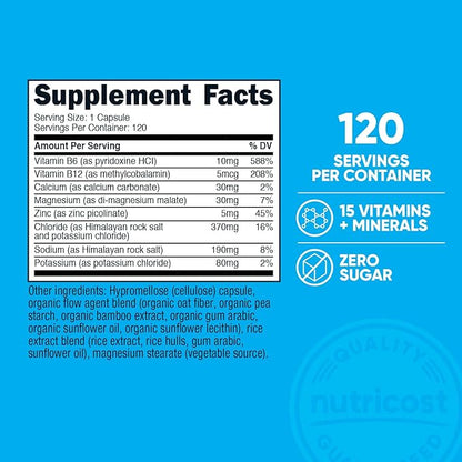 Nutricost Electrolyte Complex Advanced Hydration (120 Capsules) - 8 Hydrating Electrolytes & Vitamins, Gluten Free, Non-GMO, Vegetarian