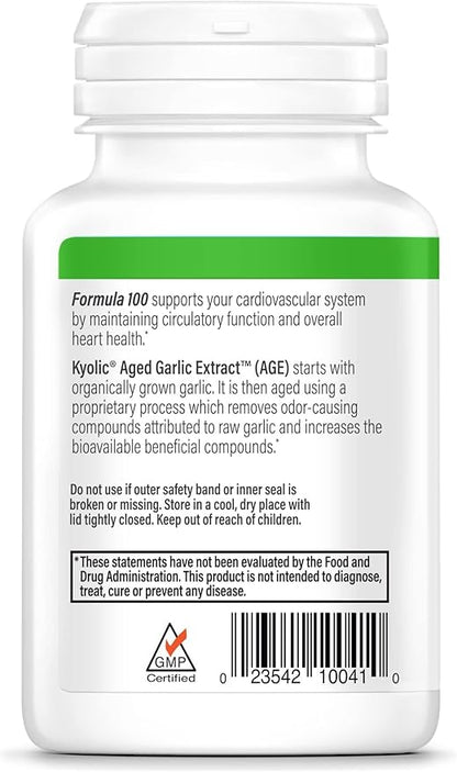 Kyolic Aged Garlic Extract Formula 100, Cardiovascular Health*, 100, Capsules.