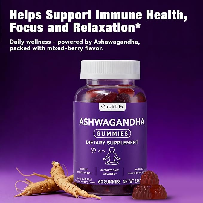 Ashwagandha Gummies for Relax & Cortisol Support – High Strength Root Extract with Cranberry & Chaste Tree, Grapefruit & Berry Flavour – Vegan, Non-GMO, Gluten-Free – 120 Gummies (60 Days)