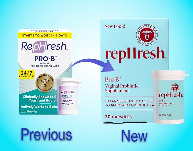 RepHresh Pro-B Vaginal Probiotic Supplement, 30 Capsules, Pack of 2