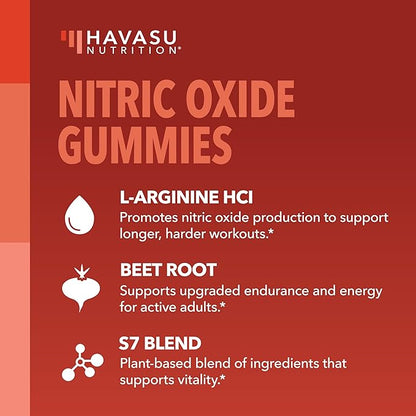 Nitric Oxide Gummies for Men and Women with L-Arginine and Beet Root - NO Gummies for Endurance and Recovery - 90 Count - Green Apple and Cinnamon Flavor - Vegan, Non-GMO, 1 Month Supply