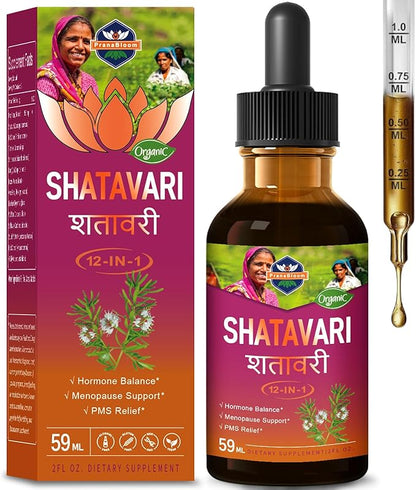 Shatavari (Shitabari) Root Extract Liquid Drops for Women Menopause Support & PMS Relief. All-in-1 Herbal Supplement Tincture for Female Balance w/Dong Quai & Black Cohosh.2oz