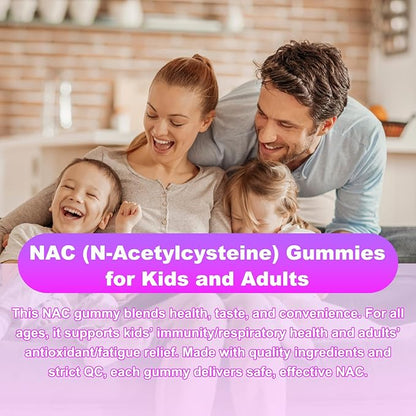 NAC Gummies, N Acetyl Cysteine Supplement for Adults and Kids, NAC Chewable Support Liver Health, Antioxidants & Immune System, Sugar-Free, Blueberry Flavor, 60 Count