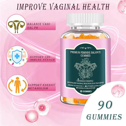 Hotvox Premium Feminine Balance Gummies,Probiotic Gummies,PH Balance & Gut Health Support,Boosts Immune System, Nurtures Women's Health, Pineapple Flavor Vegan Gluten-Free, 90 Count