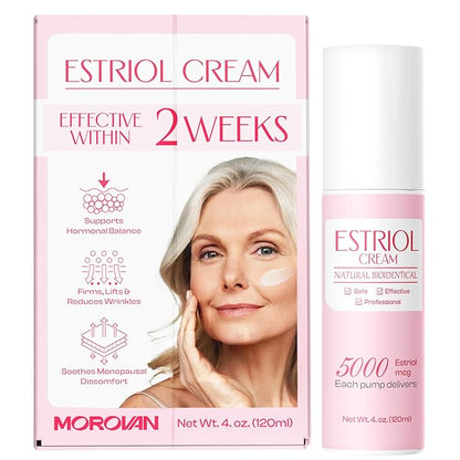 Morovan Estriol Cream for Women's Comfort: Organic Menopause Moisturizer for Itch & Burn Relief, 4 oz