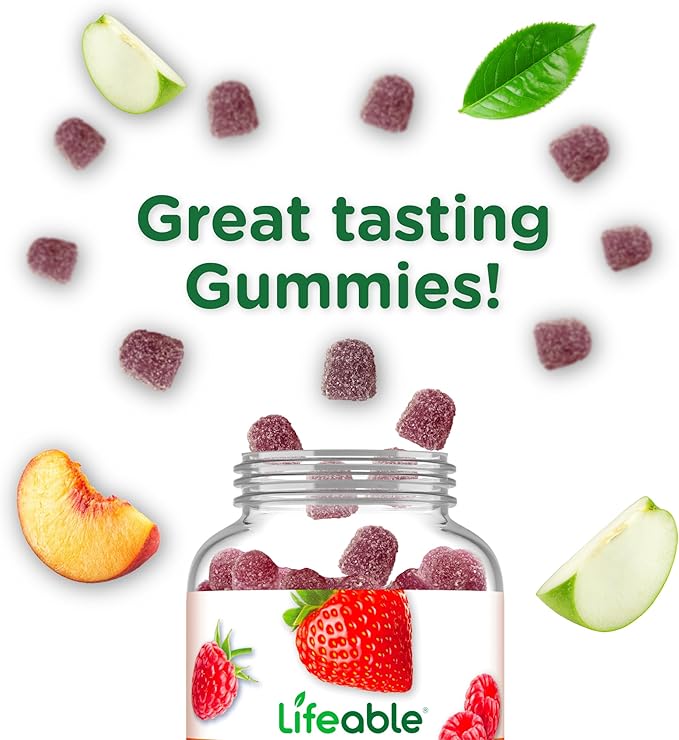 Lifeable Mushroom Gummies for Adults | 10 Mushroom Complex Blend with Ashwagandha KSM-66 | Vegan Kosher Non-GMO Mushroom Supplement Extract | Great Tasting Focus & Energy Support | 60 Gummies