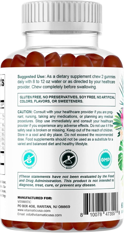 Vitamatic Hydrolyzed Collagen Gummies with Vitamin C, Zinc and Biotin, 200 mg - Healthy Skin Support - 60 Gummies