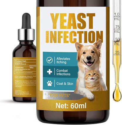 Yeast Infection Treatment for Dogs, Dog Anti Yeast Drops Treatment, Natural Dog Ear Yeast Infection Treatment Supports Immune System & Skin Microbiome