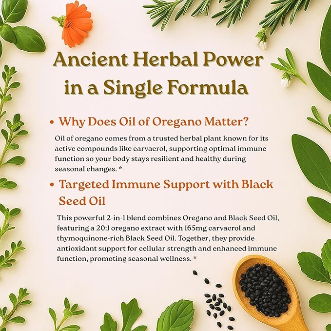 Micro Ingredients Oil of Oregano Softgels, 300 Count | 2 in 1 Formulated with Black Seed Oil | 4X Strength Carvacrol & Thymoquinone | Plant Based, Non-GMO