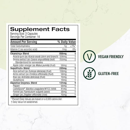 Purely Inspired 7-Day Detox Cleanse - Whole Body Cleanse & Detox Pills for Women & Men, Powered with Senna Leaf, Vitamin C, Apple Cider Vinegar, Digestive Enzymes & Probiotics - 42 Acai Berry Capsules