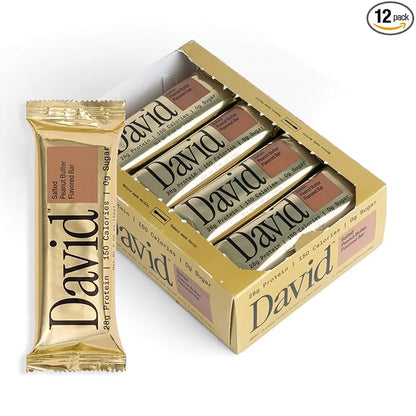 David High Protein Bars - 0g of Sugar, Low Carb, Gluten Free - 28g of Protein, 150 Calories - On-The-Go Snack - Salted Peanut Butter Flavor, Pack of 12