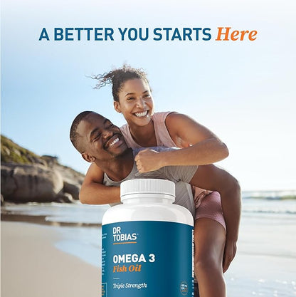 Dr. Tobias Omega 3 Fish Oil 2000mg Triple Strength with 800mg EPA 600mg DHA Per Serving | Fish Oil Omega 3 Supplements for Heart Brain & Immune Support - 360 Softgels (180 Servings)
