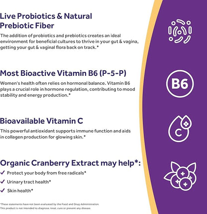 Doctor's Recipes Probiotics for Women, 100 Billion CFU, 18 Probiotic Strains, Prebiotics, Cranberry, P-5-P & VC, Vaginal, Digestive & Immune Support, Shelf-Stable, 30 Vegan Caps