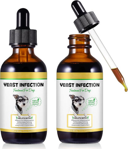 2Pack Yeast Infection Treatment for Dogs - Natural Support Drops for Dog Itch Relief, Ear Infection, Allergy & Inflammation Relief, Dog Yeast Infection Treatment (2 x 2 Fl Oz)